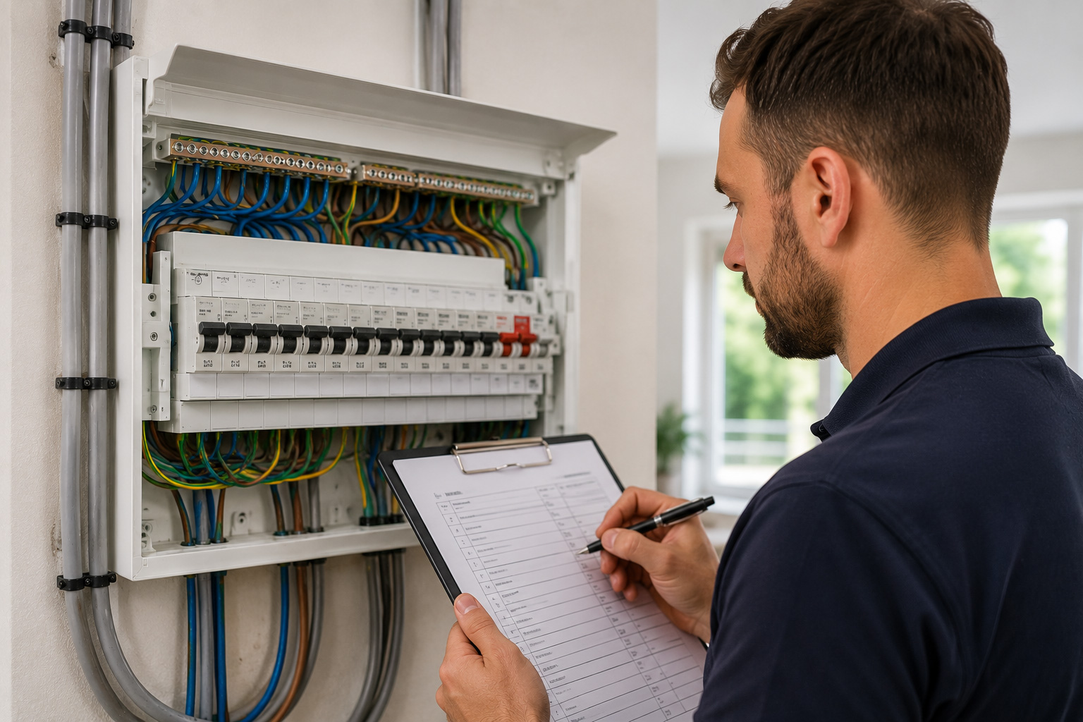 EICR electrical inspection in East Sussex with electrician testing consumer unit