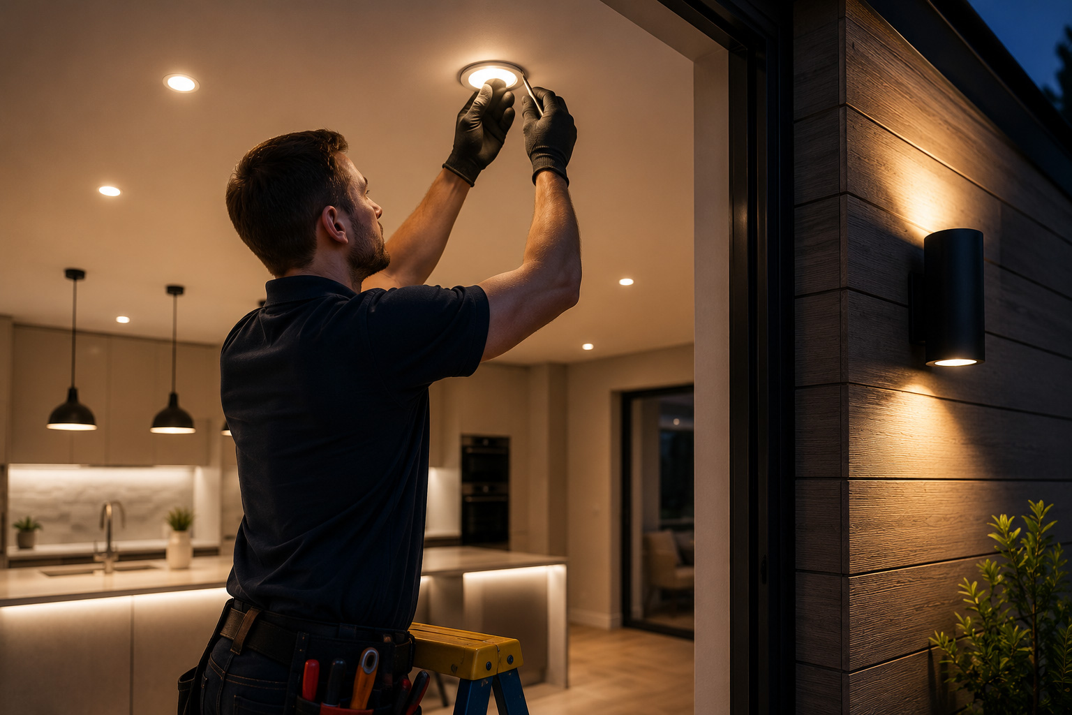 Indoor and outdoor lighting installation in East Sussex with modern LED lighting upgrades